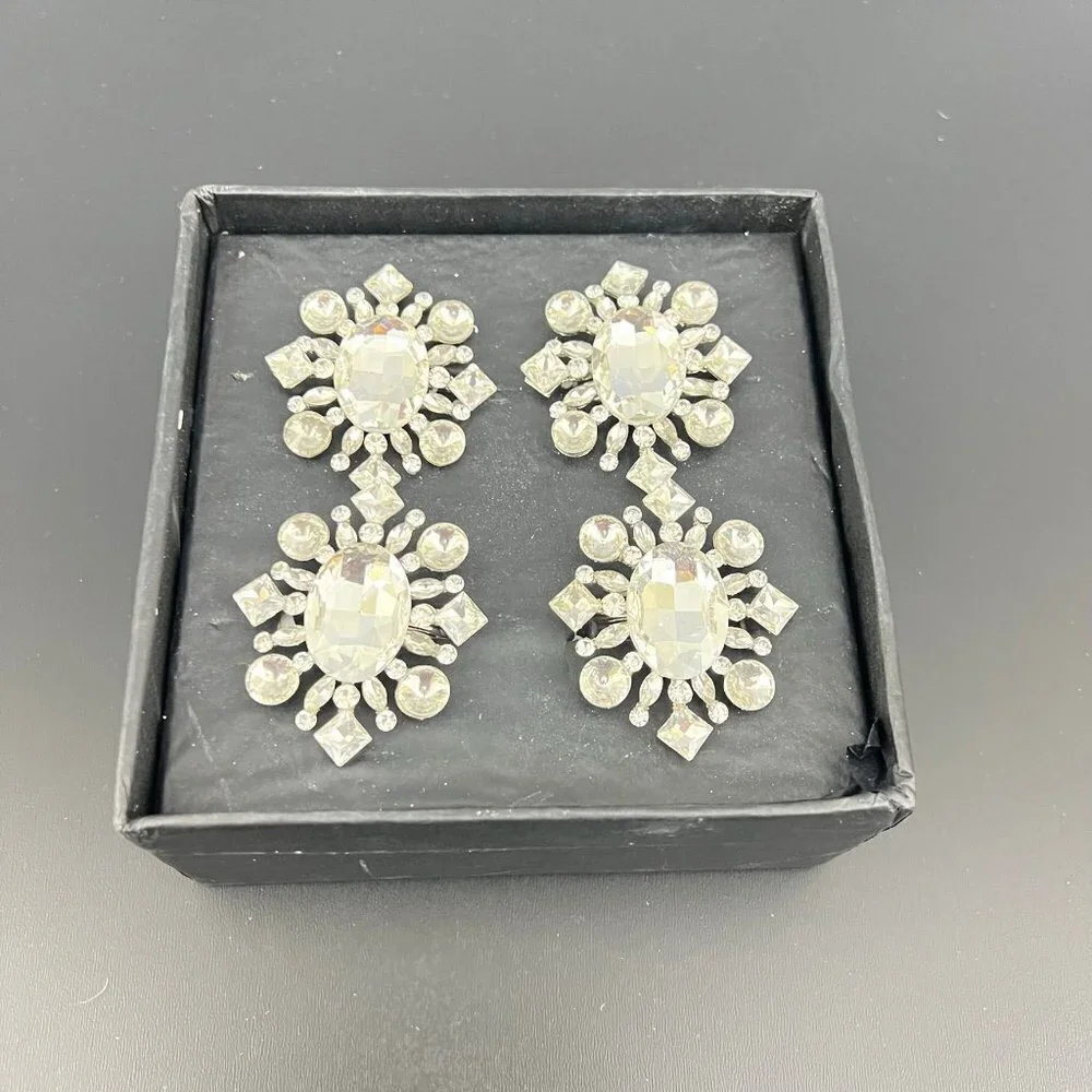 Tahari Home Jeweled ‎ Rhinestone Silver Napkin Holders